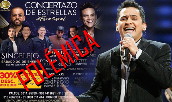 Polémica tras ausencia de Jorge Celedón en concierto en Sincelejo